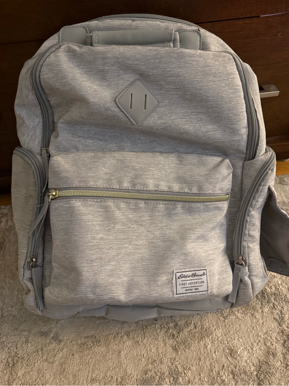 Eddie Bauer Heather Light Gray Diaper Backpack